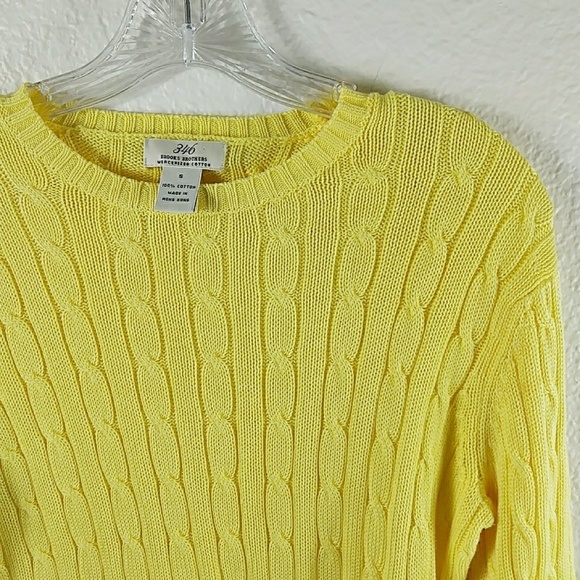 Brooks Brothers 346 Mercerized Cotton Sweater 100% Cotton Cable Knit S Yellow - Picture 3 of 6